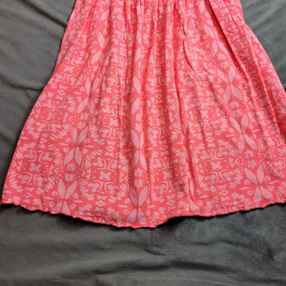 Fresh Produce Dress Girl Medium Pink Comfort Stretch Floral USA Made 100% Cotton